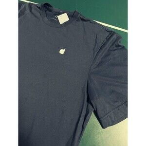 Apple Store Employee Uniform Logo SS T-Shirt Tee LARGE Navy Blue iPhone iPad Mac